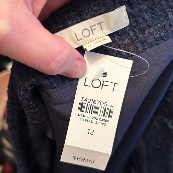 Loft Navy Tweed Wrap Doulbe Button Skirt - Picture 5 of 12